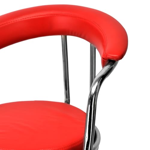 Image of Classic Height Adjustable and Revolving Bar Stool Kitchen Chair Reception Chair (2, Red)