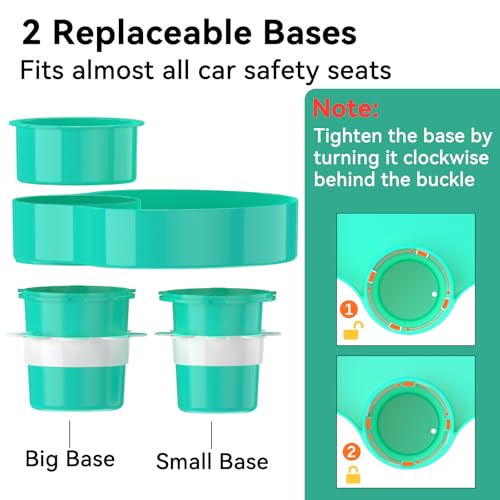 Image of [2 Packs] Kids Car Seat Tray, Travel Tray with Cup Holder for Toddler Baby, Kids Car Seat Food Snack Organizer for Road Trip, Stroller snack Organizer Travel Must Haves Toddler Must Haves (Cyanine)