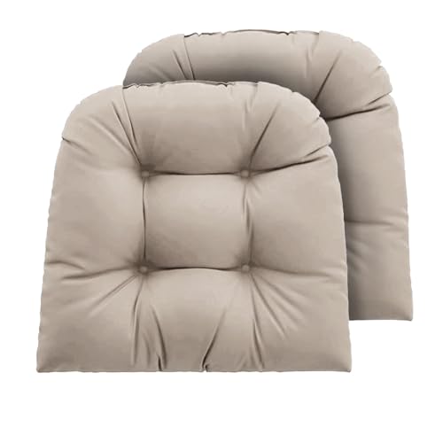 zanwu hwyd Outdoor Chair Cushions Set of 2, 22x22x4 Inch Seat Pads with Ties for Patio Wicker Chairs Garden Dining Chair, Indoor Outside Use, Fade-Resistant & Waterproof, Taupe