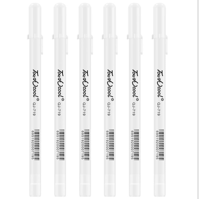Image of like it Touch Cool 12pcs White Highlighter Marker, White Marker Gel Pen, Comic Hand-painted Pen, White Covering Highlight Pen For Black Cardboard, Drawing Supplies, Back To School Gift