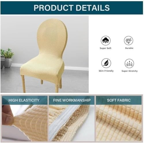 Fundas para sillas con respaldo redondo de alta elasticidad color amarillo 4