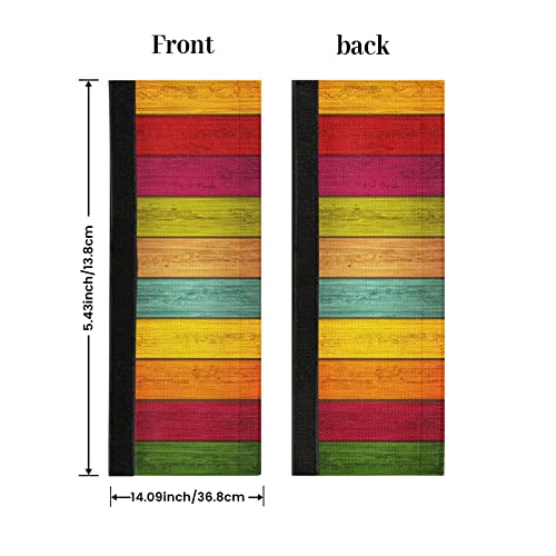 Image of Pardick Refrigerator Door Handle Covers Set of 2 Rainbow Wood Texture Washable Dishwasher Mocrowave Fridge Oven Door Decor Handle Cover Keep Your Kitchen Appliance Clean from Food Stains
