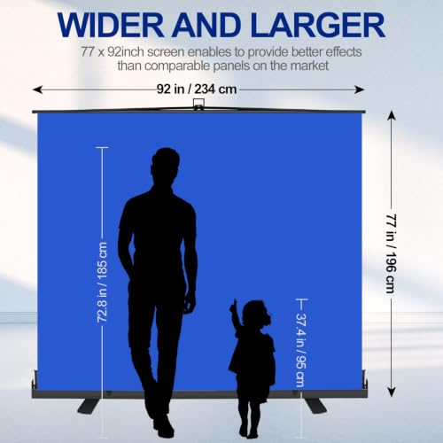 Image of Emart 77in x 92in Collapsible Blue Backdrop Retractable Chromakey Photo Background with Solid Aluminium Base, Auto-Locking Frame, Wrinkle- Resistant Fabric for Video Studio, Live Game,Streaming
