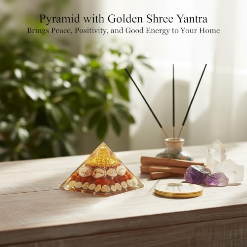 Image of ZAICUS Laxmi Pyramid 90mm with Shree Yantra & Gomti Chakra | Traditional Vastu Design, Ideal Gift for Festivals & Housewarming