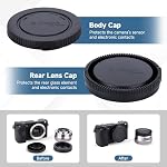 JJC E-Mount Capuchon corporel & Kit de housse de casque d'objectif arrière pour Sony A7 A7II A7III A7IV A7V A7S III A7R II III IV A7R V VI A7CR A7CII A6700 A6600 A6400 A6100 A6000 A1II ZV-E10 II ZV-E1 & Plus d'appareil photo Sony & Lentille