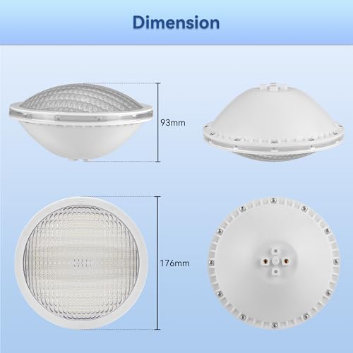 LyLmLe LED Poolbeleuchtung PAR56,18W Poolscheinwerfer Led Lampe Unterwasserscheinwerfer (Ersetzt alten PAR56 Halogenlampen) IP68 Wasserdicht, 1800lm, 12V AC/DC,6000K weiß