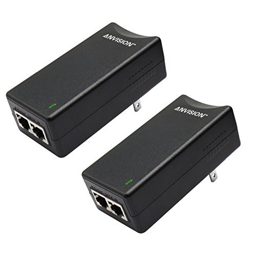 ANVISION 2Pack 48V 1A Gigabit PoE Injector Adapter Power