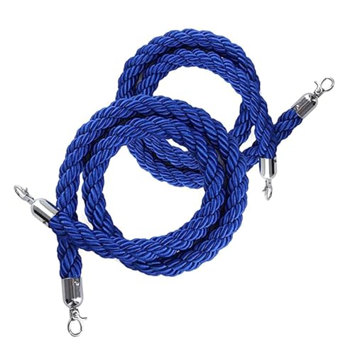 Corde de barrière anti-foule tressée bleue 2,5 m à mousqueton argenté élégant - 2