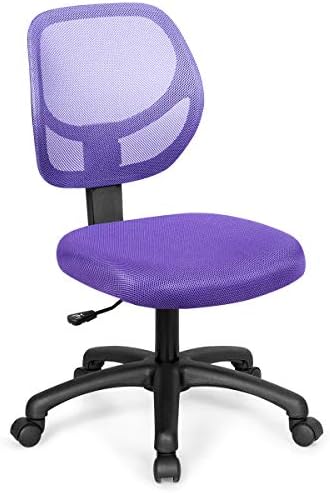 Giantex Kids Desk Chair, Low-Back Mesh Children Computer Task Chair with Adjustable Height & Support Lumbar, Upholstered Mesh Swivel Chair for Boys Girls (Purple)