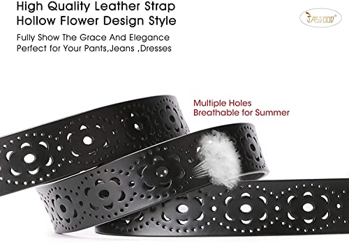 JASGOOD Hollow Leather Belt for Women Ladies Belt for Jeans Pants Fashion Waist Belt4