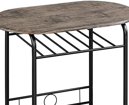 Yaheetech 3 Piece Dining Room Set, Modern Round Dining Table & Chairs Set for 2, Compact Kitchen Table Set with Metal Legs and Shelf, Built-in Wine Rack for Dining room, Living room Drift Brown