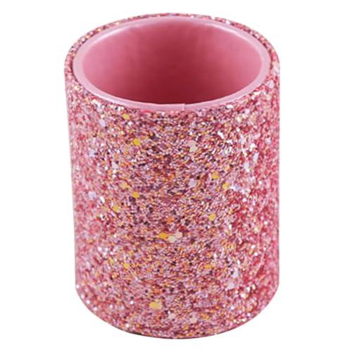 NULYLU Organizer Per Pennelli Trucco e Scatola Portaoggetti Da Scrivania in Pu Rosa, Contenitore Multifunzione Per Cosmetici e Penne, Per Bagno e Camera Da Letto