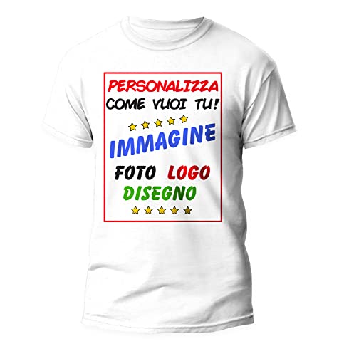 T-Shirteria Maglietta Personalizzata, Uomo Donna Bambino, 100% Cotone, Bianco M