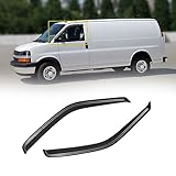 CMVT Auto Window Visors for Chevrolet(Chevy) Express/GMC Savana 1996-2025, Rain Guards Shield Vent Shade Deflector Dark Smoke for GMC Topkick C4500 C5500 03-09/ Chevy Kodiak 03-09, Tape-On, 2PCS