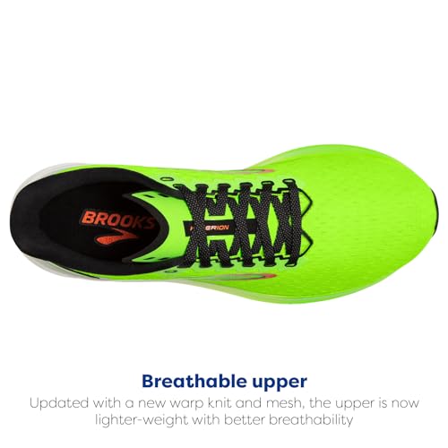 Brooks Men’s Hyperion Neutral Running Shoe - Green Gecko/Red Orange/White - 13 Medium