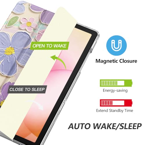Image of MoKo for Samsung Galaxy Tab A11 Plus / A11+ Case 11 Inch 2026, Galaxy Tab A9 Plus / A9+ Case 11 Inch 2024, Slim Stand Hard PC Translucent Back Shell Smart Cover, Auto Wake /Sleep,Oil Painting Flower