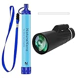 NatureNova 1 Pack Personal Water Filter Straw with 12x55 Monocular Telescope with Smartphone