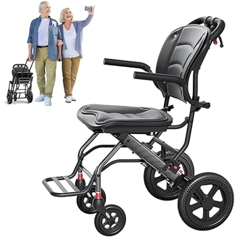 Foldable Wheelchairs for Seniors,Weighs only 22lbs Lightweight,Portable Travel Push Chair for Seniors, Aluminum Alloy Wheelchair,Airline Approved (Load-Bearing up to 220lbs) Cover