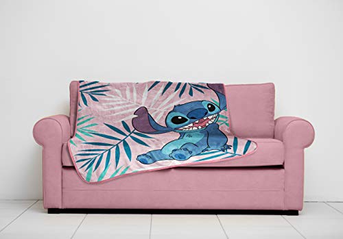 Image of Jay Franco Plush Throw Blanket - 46 inch x 60 inch Inches Kids Hero Soft & Cozy Fleece Throw for Bedroom & Couch Decor, Official Licensed Product, Pink - Lilo & Stitch