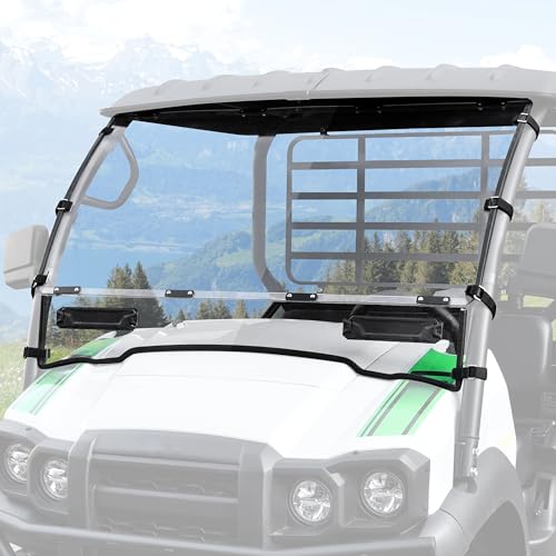 SAUTVS Full Windshield for Kawasaki Mule SX 2017+ Clear Dustproof Durable Hard Coat PC Vented Front Full Windshield for Kawasaki Mule SX SE XC LE FE 2017-2026 Accessories
