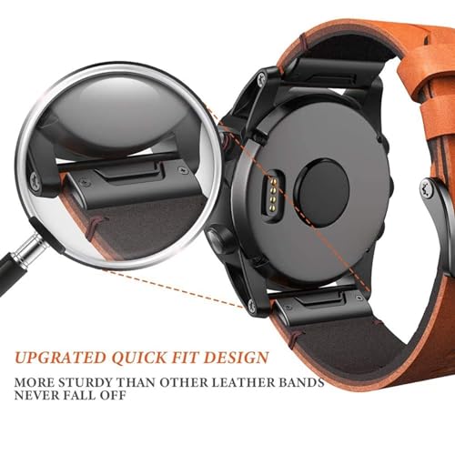 OUTVI 22mm leather watch band for garmin fenix 8 47mm fenix 6 7 pro solar 5 plus forerunner 955 965 935 745 LTE epix Pro Gen 2 47mm ONLY Genuine full grain Quick fit 22 bands replacement for Men Women Brown by OUTVI - Used condition - Image 4