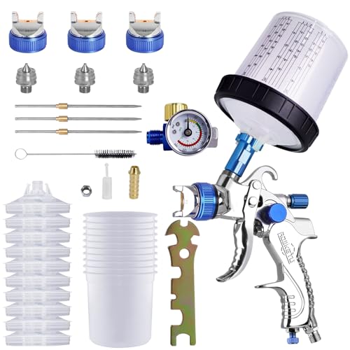 Pulvérisateur de Peinture Automatique Professionnel HVLP, avec Buses de 1.4mm, 1.7mm, 2.0mm, Outil de Pistolet de pulvérisation, Tasse de pulvérisation, 10...