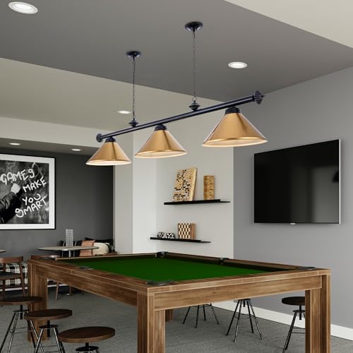 Wellmet CHL-001-LIGHT-GOLD 3 Light Pool Table Light, Billiard Lighting thumb #4