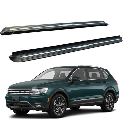Running Boards Fits for VW Tiguan L 2017-2024 Fixed Side Steps Rails Step Bars Pedals Protector Aluminium with Brackets,Black with Sliver