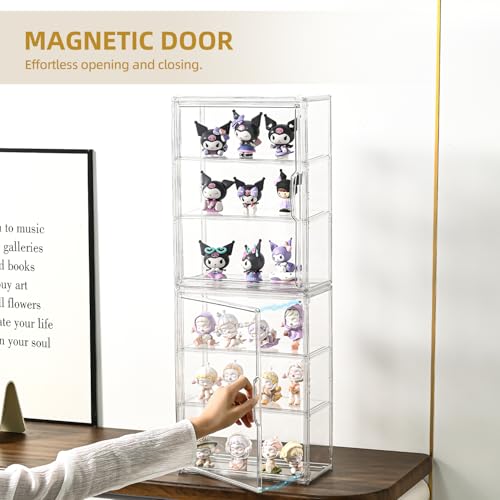 Image of 3 Tier Display Case for Collectibles,Clear Display Box with 2 Movable Plates ,Storage Container with Magnetic Door (Large 1 Pack)