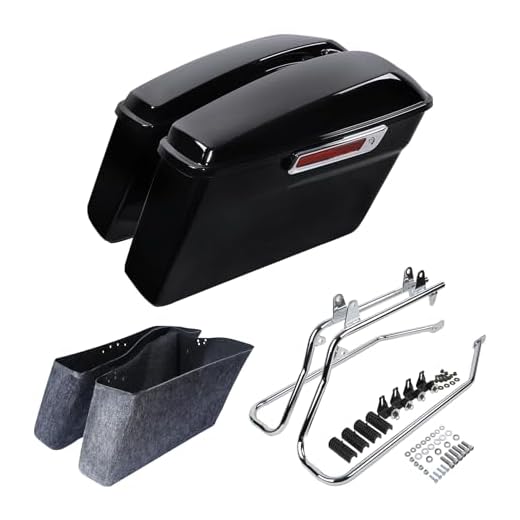 SLMOTO Hard Saddlebags Saddle Bags W/Chrome Conversion Brackets Fit for Harley Softail Heritage Fatboy 84-17 Special Springer Night Train Screamin Eagle Fat Boy