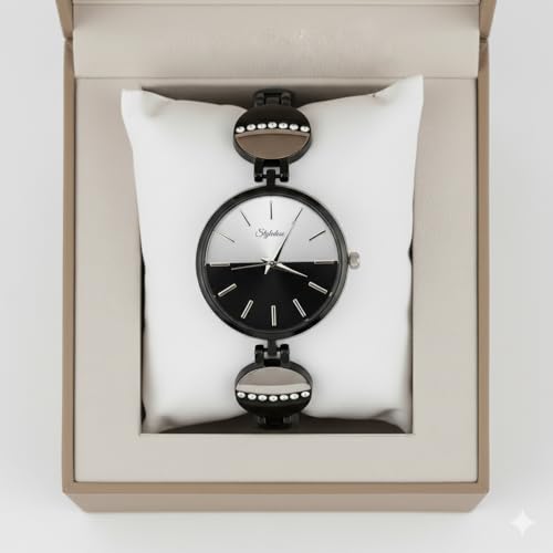 Image of STYLEDOSE Women's Elegant Silver-Tone Bangle Watch Women Analogue Wrist Watches for Women's & Girls&Ladies Diamond Studded Rosegold Stylish Bracelet Strap