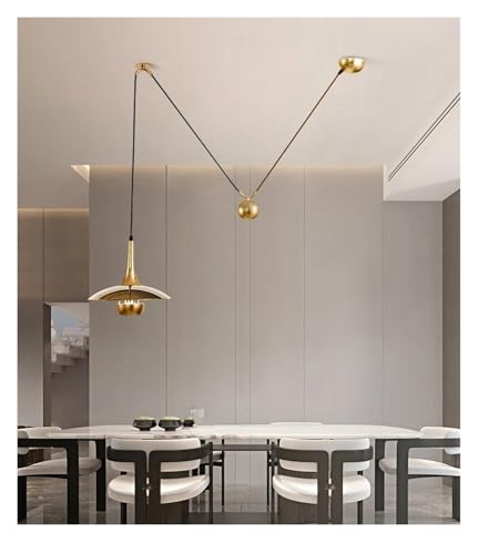 Lampe suspendue créative design ajustable dorée B Gold pour éclairage de restaurant - 4