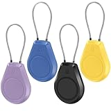 Air Tag Holder 4 Pack - Waterproof Keychain Case with Steel Wire Cable & Hex Lock, Anti-Lost Shockproof Cover Compatible with Apple Air Tag for Luggage, Backpack, Keys, Dog Collar, Kids Items