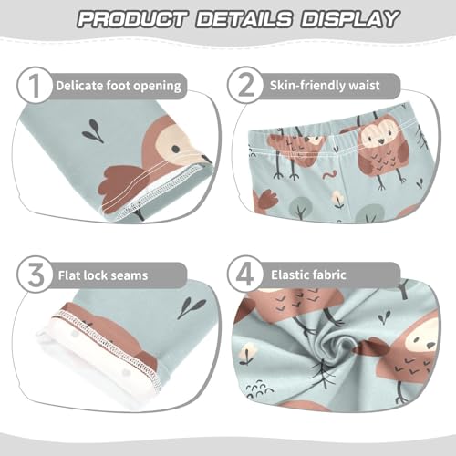 Cute Owl Girls Leggings,Workout Leggings for Girls Toddler Athletic Legging Size for 3-10T3