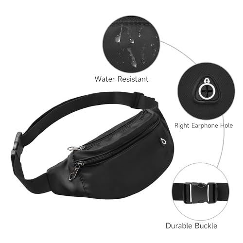 fanny pack for women and man crossbody bag cross body bag with adjustable strap for travel running hiking walking workout black