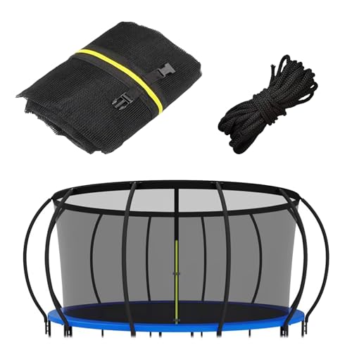 GIYDNEI Trampoline Net Replacement Safety Enclosure Net with Zippers and Buckles (Net Only) for Round Frame Trampolines 6/8/10/12/14/16FT 12 FT / 8 Poles