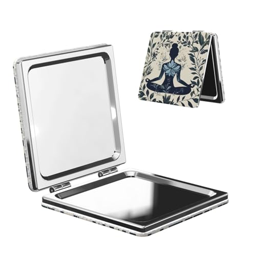 AGJFHNGBI Floral Lotus Yoga Pose Travel Makeup Mirror, Double Sided