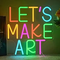 Alkkign Let's Make Art Neon Sign Art Neon Light for Wall Decor Colorful Letter Led Neon Signs Classoom Led Neon Lights for Calssroom Decoration