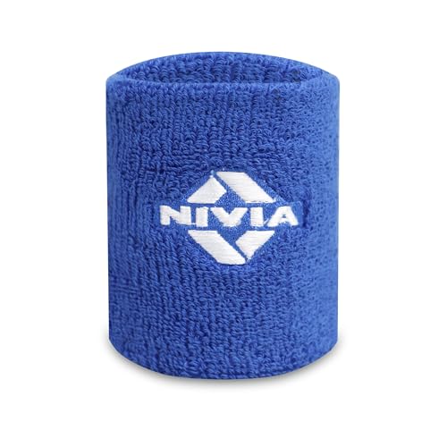 Image of Nivia Sweatband for Men & Women, Wristbands for Tennis, Basketball, Running, Sweat Band for Gym & Athletes (Small, R.Blue) Cotton