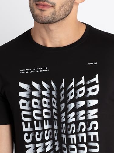 Image of Status Quo Mens Printed Round Neck T-Shirt Black
