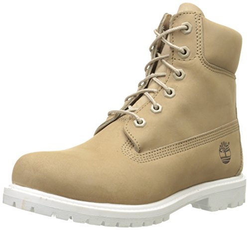 Timberland Women's Icon 6 Inch Prem Boot, Bone Nubuck/White Outsole, 8 M US