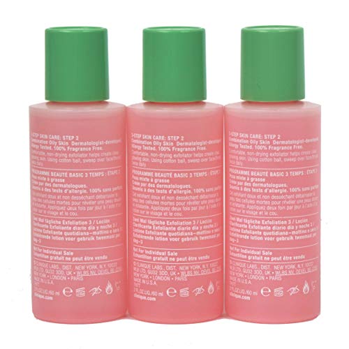 Pack Of 3 X Clinique Clarifying Lotion 3 Twice A Day Exfoliator Combination Oily 2 Oz Each, Mini Size Unboxed #TOP1