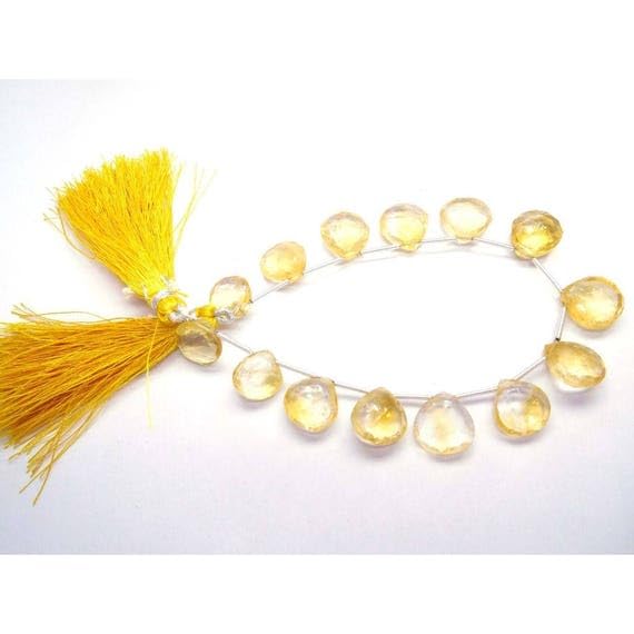 Faceted pear beads 9x12-10x13 mm citrine quartz loose gemstone fil 8"