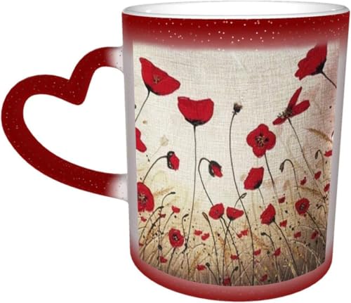 DOHXQM Taza Café cerámica, Taza de café con efecto térmico y cambio de color 330 ml Taza Mágica Regalo interesante,Pintura de acuarela sobre papel de acuarela. Se modificó técnicamente la imagen de fo