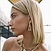 BG&WLing 18K Gold Plated Paperclip Earrings for Women, Chain Link Earring Stainless Steel Double Hoop Dangle Earrings Trendy Jewelry Gift for Her (Gold)