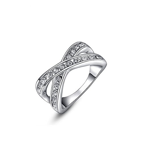 Winter.Z Noble and Elegant Ladies Jewelry Popular Explosion Models Austria Crystal Platinum Cross Ring Wedding