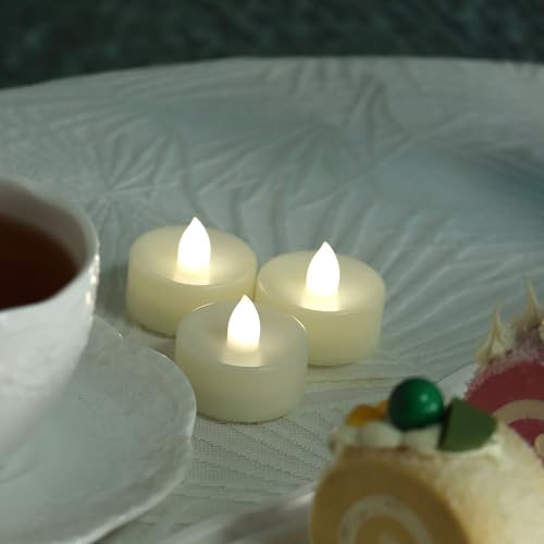 Image of CANDLE CHOICE Battery Operated Flameless Tea Lights Bright Flickering LED Tealight Candles for Wedding Table Centerpieces Halloween Thanksgiving Christmas Decoration Batteries Incl White Light 24 Pack