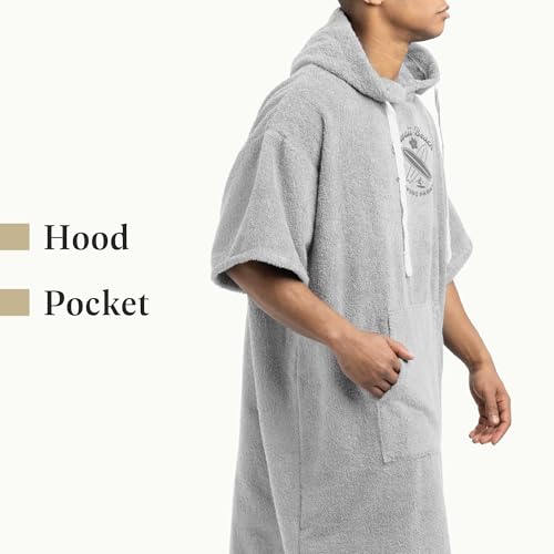 Unisex Changing Robe - Cotton Hooded Surf Poncho - Adult Beach Swimming Dry Robe - Cover Up Towel - Surfing Camp4