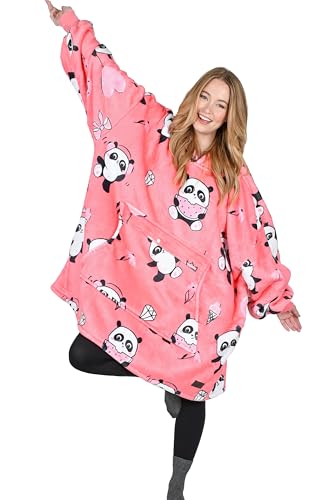 Catalonia Panda Print Oversized Hoodie Blanket Sweatshirt, Wearable Sherpa Giant Pullover for Adults Men Women Teenagers Wife Girlfriend Gift -  1CTOSH400GIRLPANDAPK