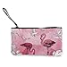 Produktbild N/C Pink Tropical Flamingo Süßes Canvas Münzen Geldbörse Tasche Reißverschluss Halter Geldbörse Handschlaufe Make-up Federmäppchen für Frauen Mädchen personalisierbar